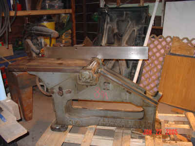 View of jointer with infeed sled removed.